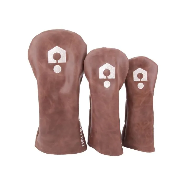 Brown Genuine Leather Golf Wood Headcover